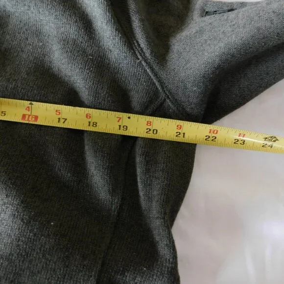 L.L. Bean Black Olive Long Sweater fleece zipper hoodie Petite XL - Picture 10 of 13